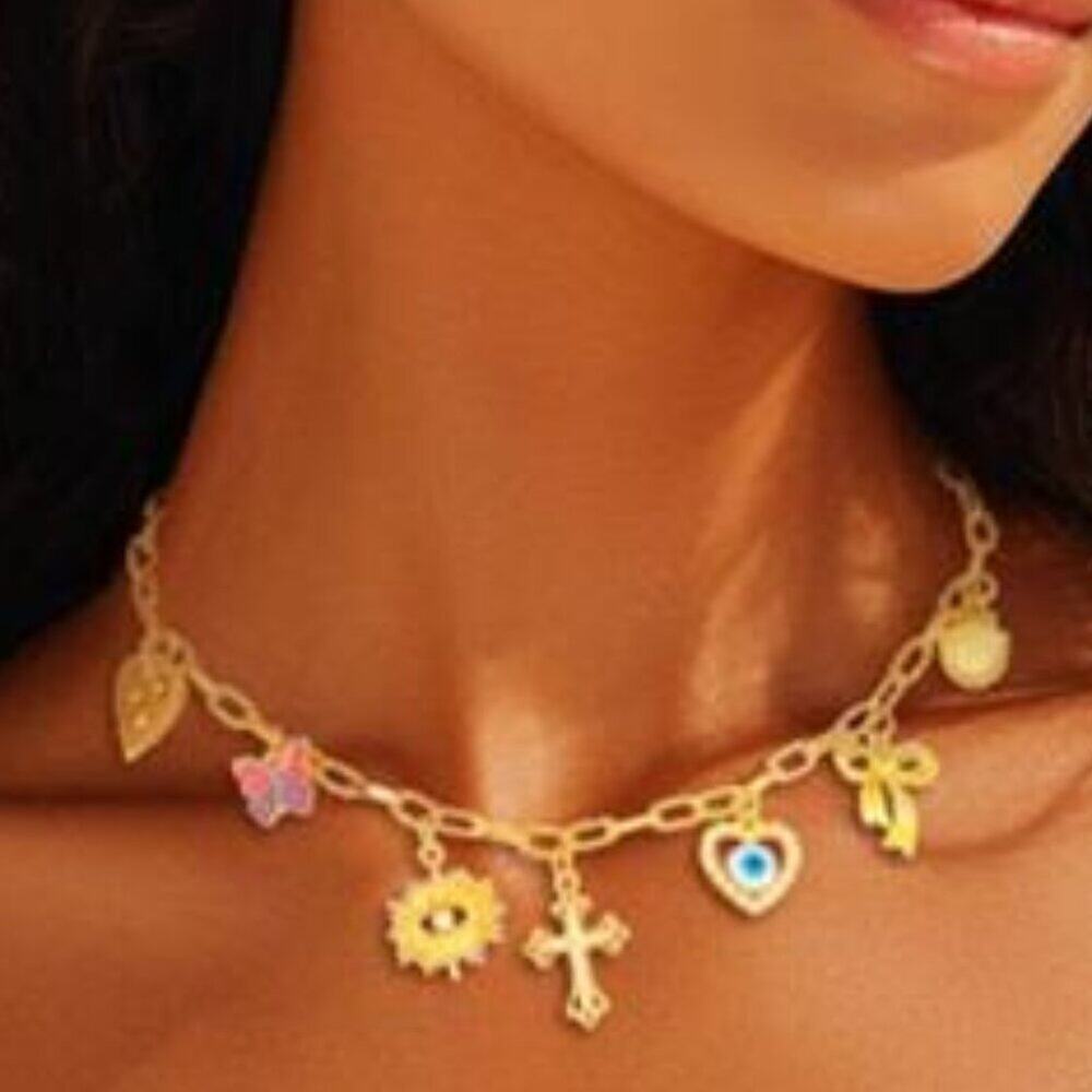 Boho Choker Necklace Evil Eye Gold Chokers for Women